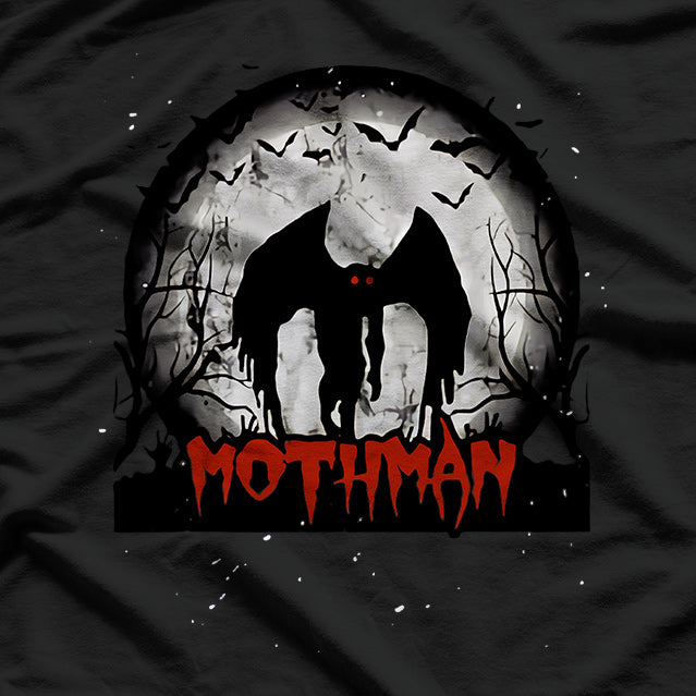 Dark Moon with Bats and Mothman A Haunting Folklore T-Shirt