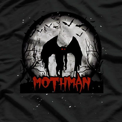 Dark Moon with Bats and Mothman A Haunting Folklore T-Shirt