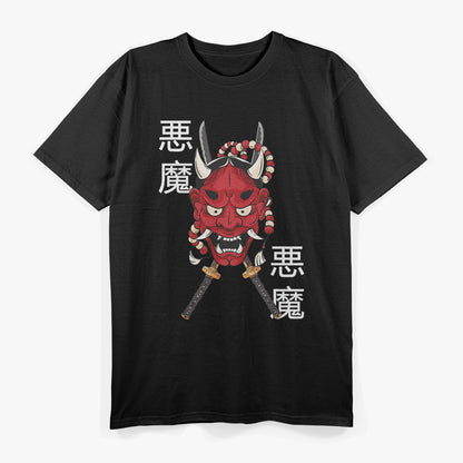 Hannya Mask Japanese Female Demon with Katana Sword Design T-Shirt