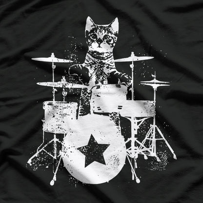 Kitten Kitty Cat Drummer Playing Drums T-Shirt