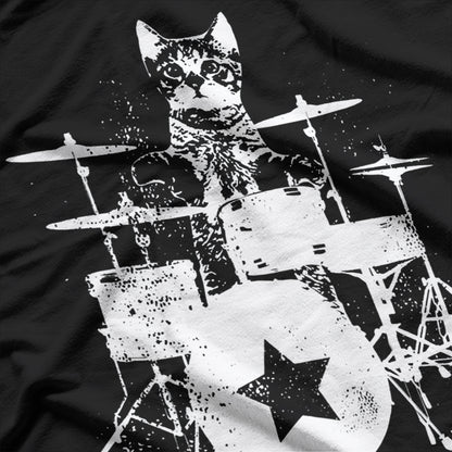 Kitten Kitty Cat Drummer Playing Drums T-Shirt