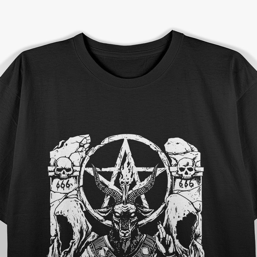 Satanic Skull Occult - A Dark Fusion of Gothic Mysticism and Unholy Power T-Shirt