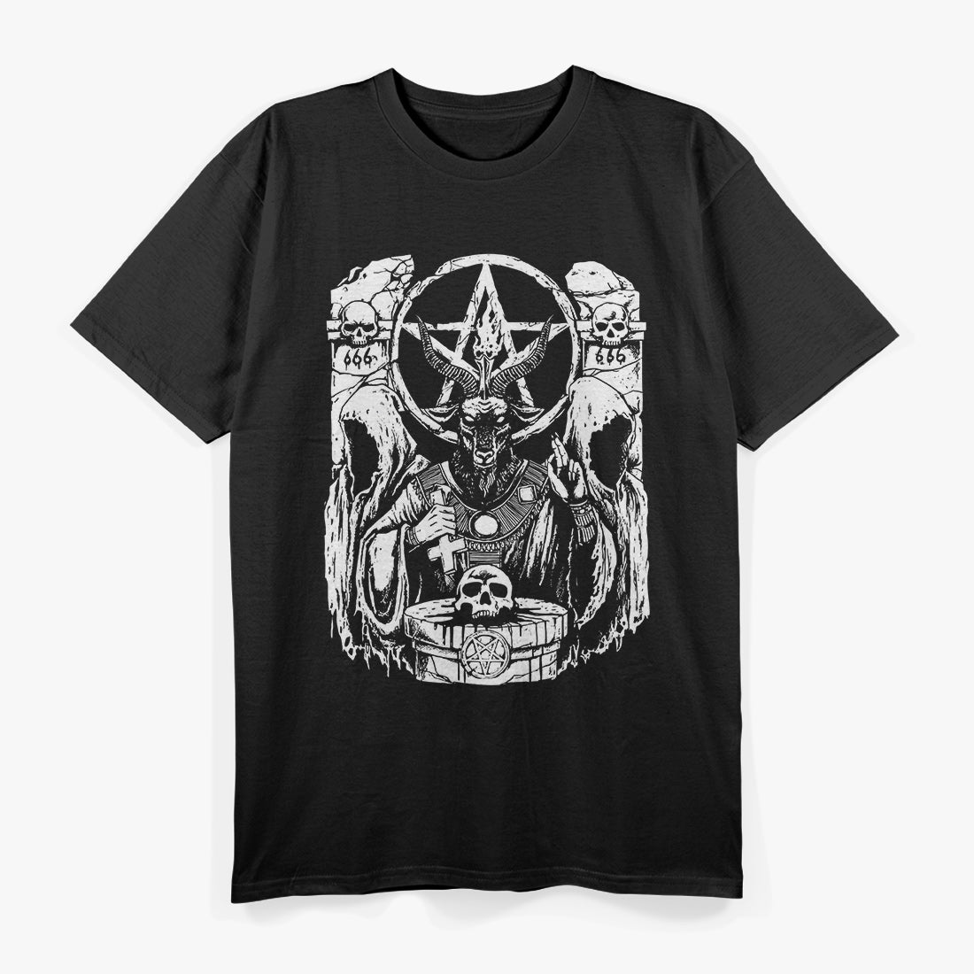 Satanic Skull Occult - A Dark Fusion of Gothic Mysticism and Unholy Power T-Shirt