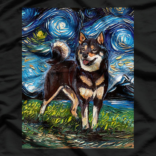 Black Shiba Inu Starry Night Cute Dog T-Shirt