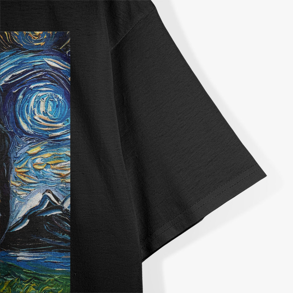Black Shiba Inu Starry Night Cute Dog T-Shirt