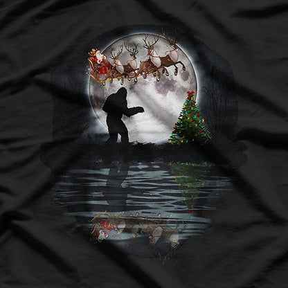 Funny Bigfoot Christmas Santa Sleigh Reindeer T-Shirt