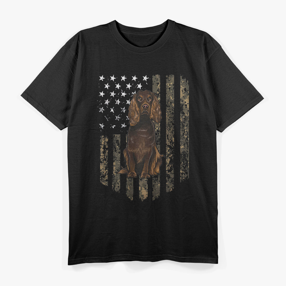 Camo American Flag Field Spaniel 4th Of July USA T-Shirt