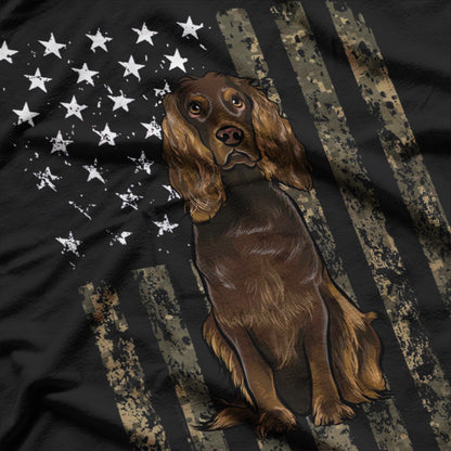 Camo American Flag Field Spaniel 4th Of July USA T-Shirt