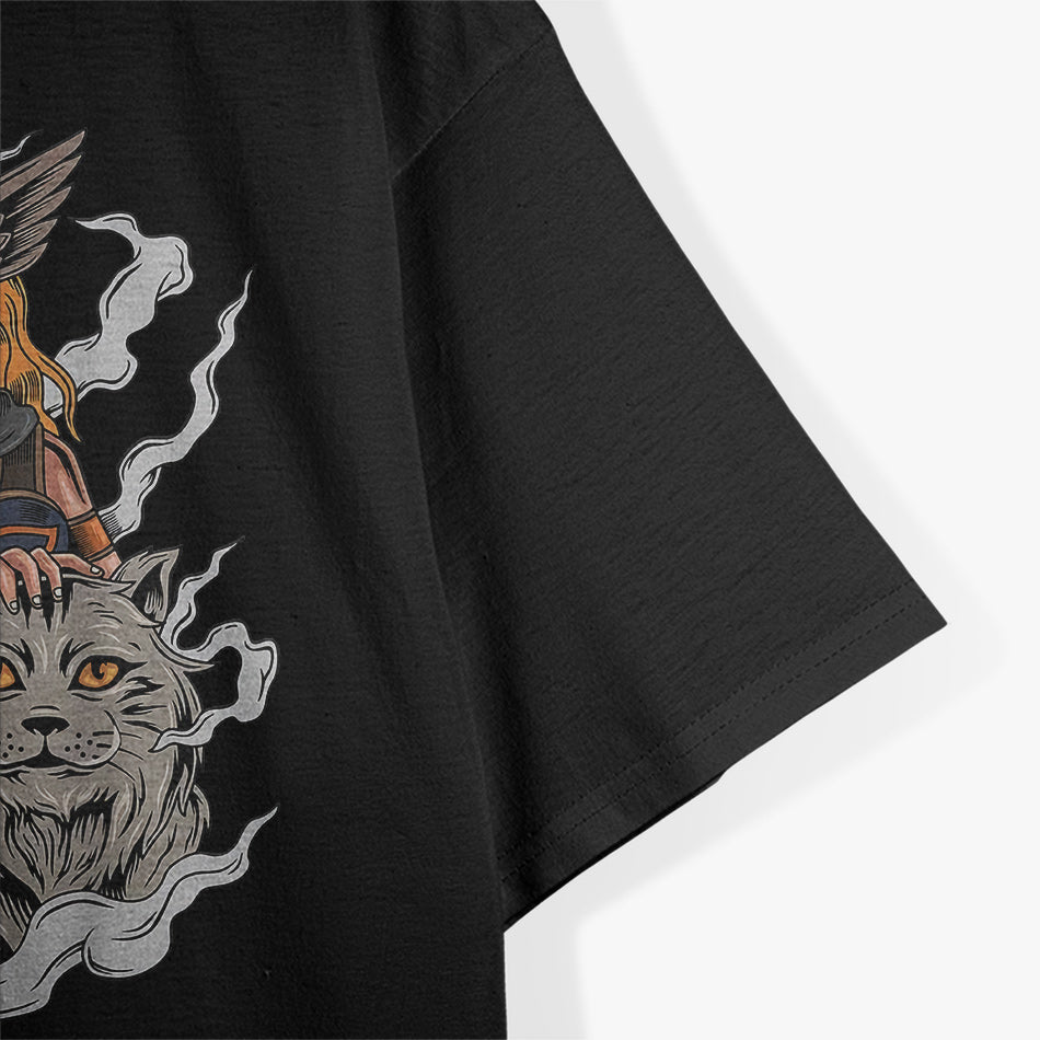 Freyja Norse Goddess with Cats - A Symbol of Love and War T-Shirt