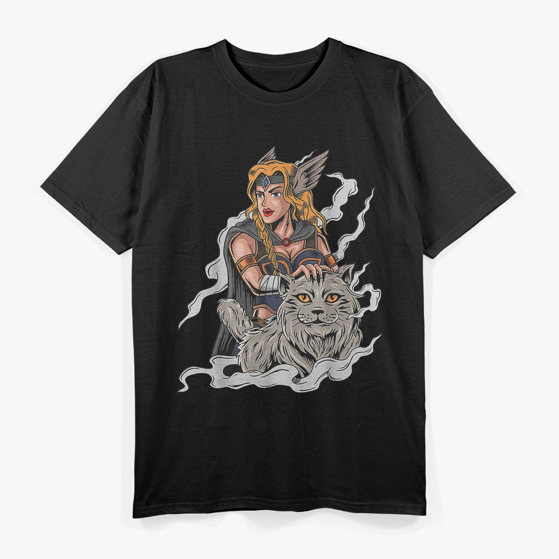 Freyja Norse Goddess with Cats - A Symbol of Love and War T-Shirt