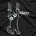 Black and White Cat Hanging On T-Shirt