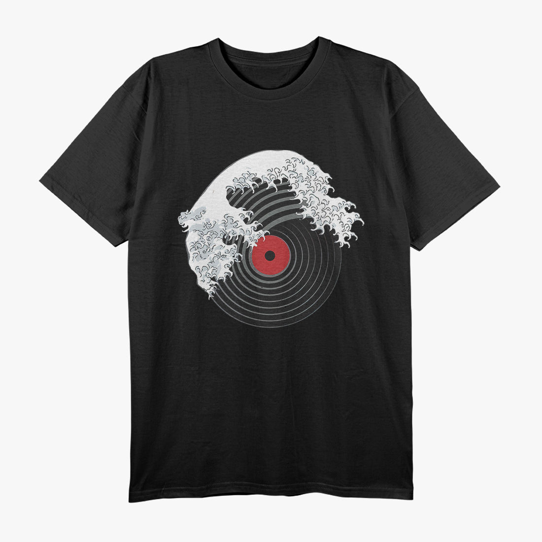 Great Wave of Music A Fusion of Kanagawa and Vinyl Sound T-Shirt