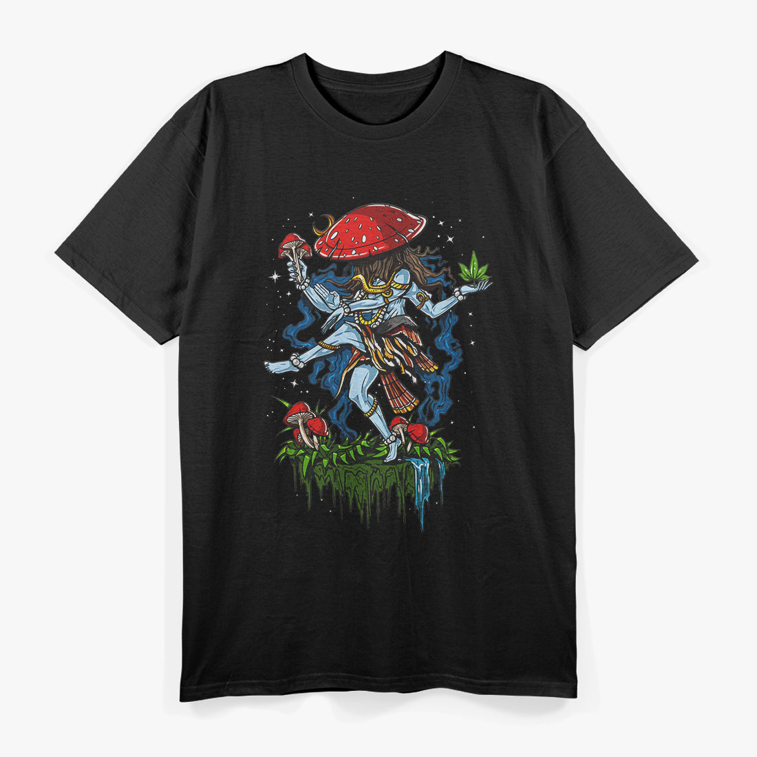 Dancing Mushroom A Playful Twist on Hindu God Imagery T-Shirt