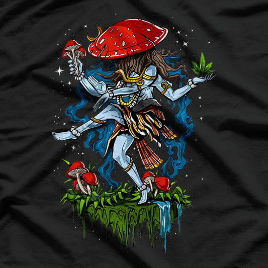 Dancing Mushroom A Playful Twist on Hindu God Imagery T-Shirt