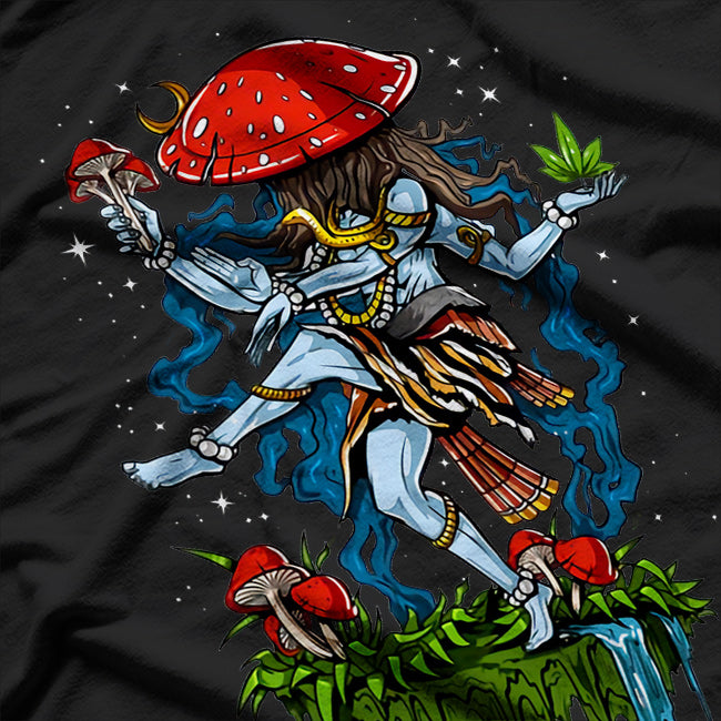 Dancing Mushroom A Playful Twist on Hindu God Imagery T-Shirt