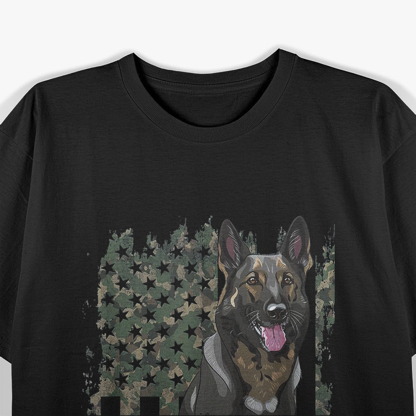 German Shepherd USA Flag Patriotic Shepherd T-Shirt