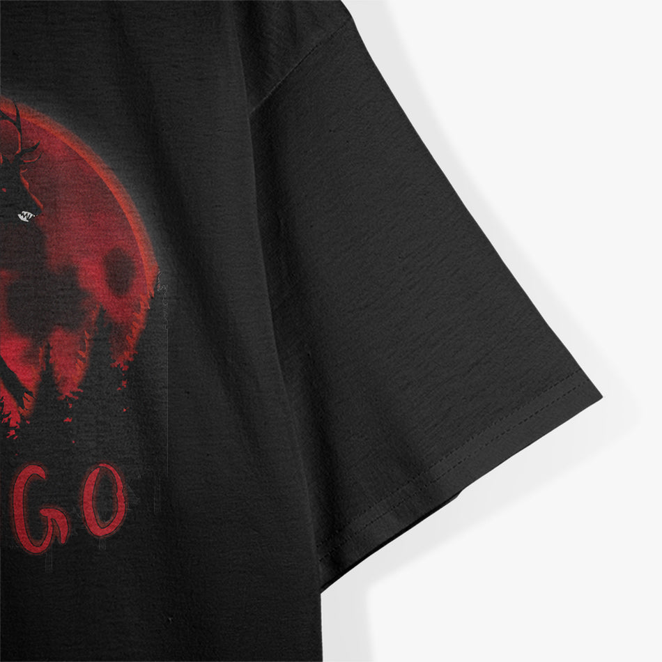 Red Moon in a Ghost Forest Wendigo Folklore T-Shirt