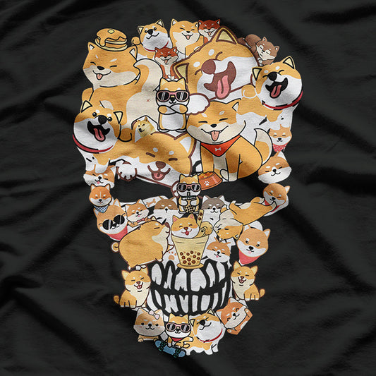 Shiba Inu Dog with a Skull T-Shirt