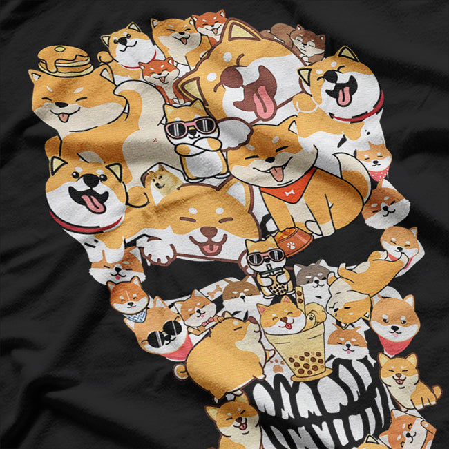 Shiba Inu Dog with a Skull T-Shirt