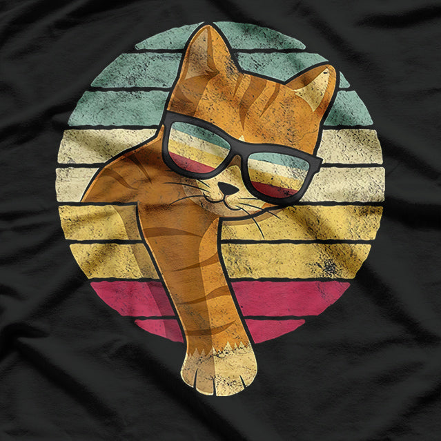 Vintage Orange Tabby Cat Wearing Sunglasses T-Shirt