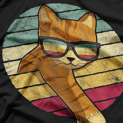 Vintage Orange Tabby Cat Wearing Sunglasses T-Shirt