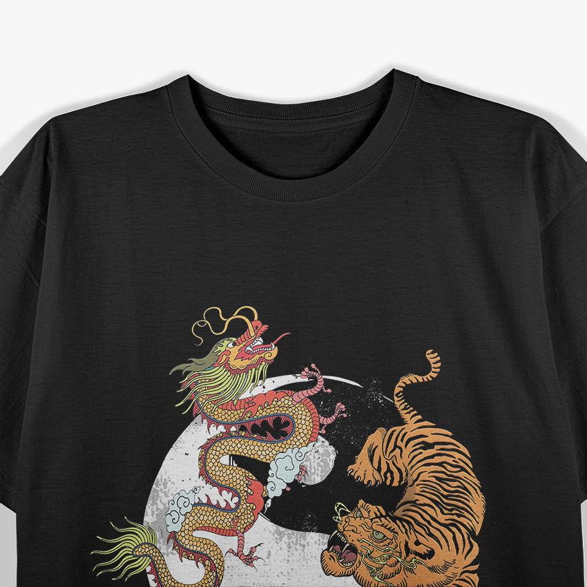 Asian Dragon & Tiger Yin Yang Balance of Power T-Shirt
