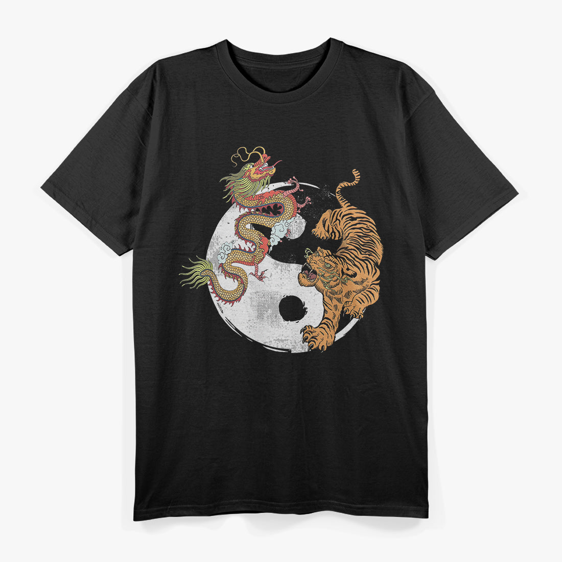 Asian Dragon & Tiger Yin Yang Balance of Power T-Shirt