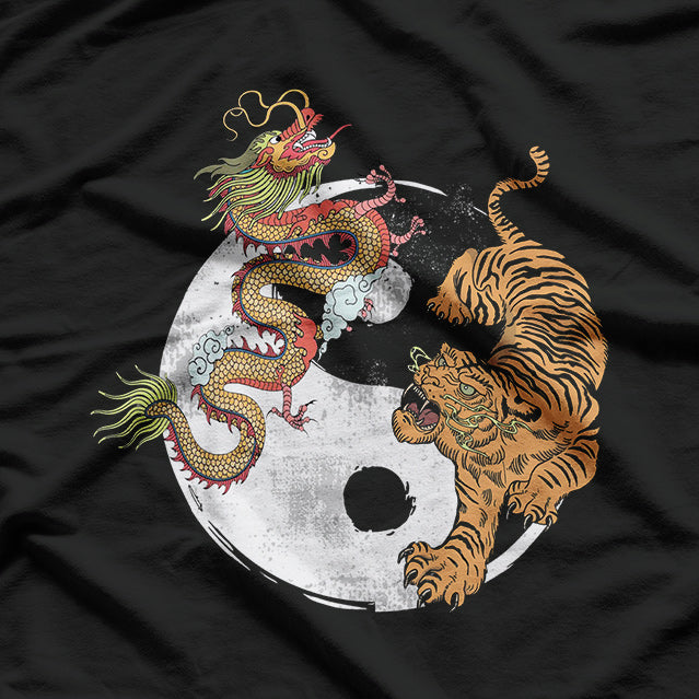 Asian Dragon & Tiger Yin Yang Balance of Power T-Shirt