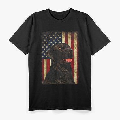 Black Labrador Dog USA Vintage American Flag T-Shirt