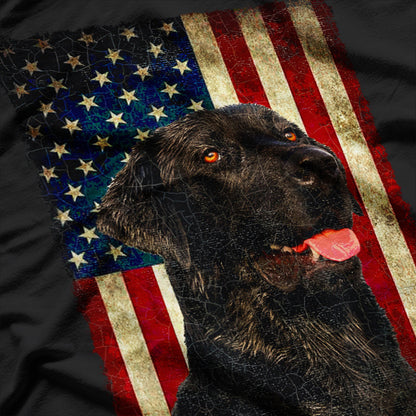 Black Labrador Dog USA Vintage American Flag T-Shirt