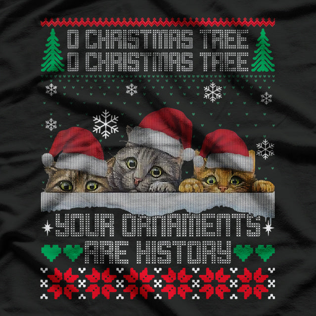 Cats Christmas Ornaments Matching Pajamas T-Shirt