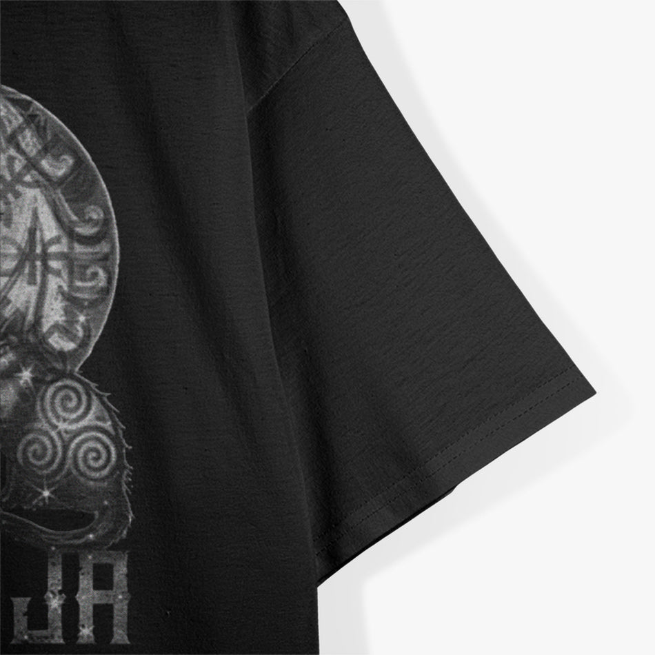 Freyja Norse Goddess with Cats and Sacred Symbols T-Shirt