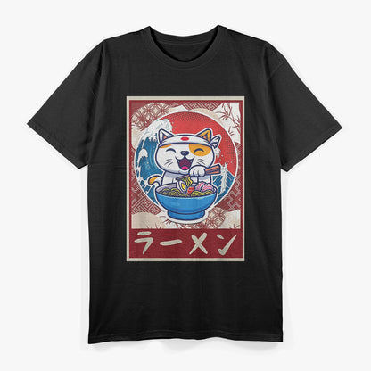 Cat Ramen Bowl Noodles Kawaii T-Shirt