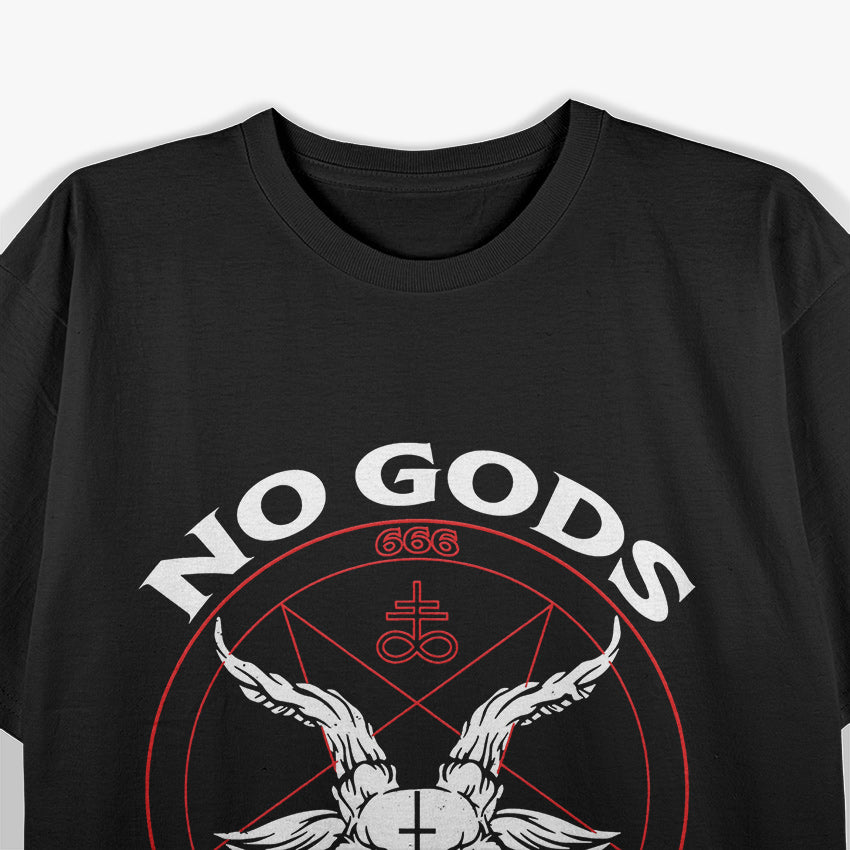 No Gods, No Masters: Baphomet Pentagram for Atheist Satanism Rebellion T-Shirt