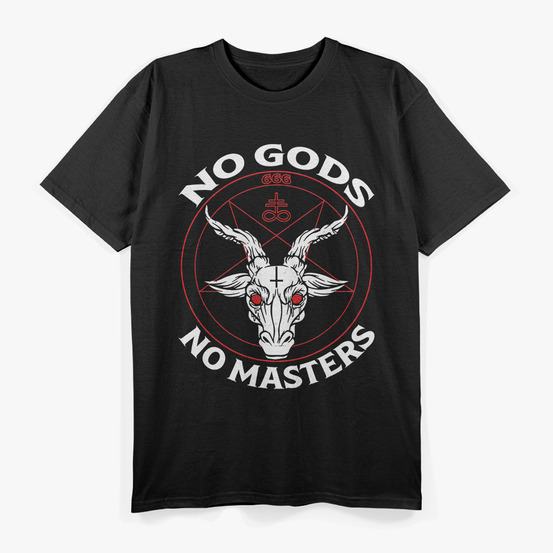 No Gods, No Masters: Baphomet Pentagram for Atheist Satanism Rebellion T-Shirt