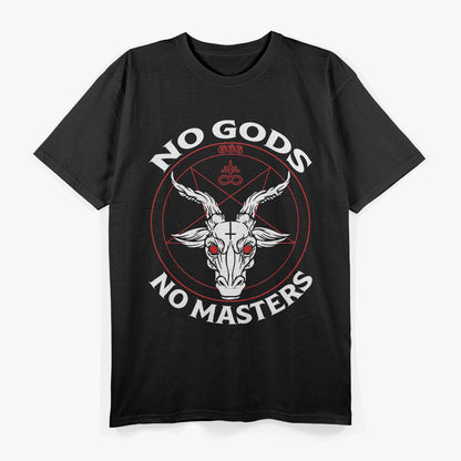 No Gods, No Masters: Baphomet Pentagram for Atheist Satanism Rebellion T-Shirt