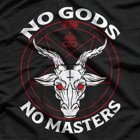 No Gods, No Masters: Baphomet Pentagram for Atheist Satanism Rebellion T-Shirt