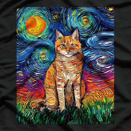 Orange Tabby Tiger Cat Starry Night T-Shirt