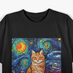 Orange Tabby Tiger Cat Starry Night T-Shirt