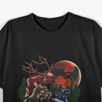 Three Cryptid Moon: Sasquatch, Dogman, Wendigo, and Mothman T-Shirt