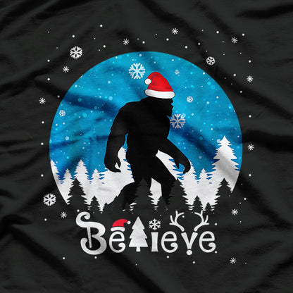 Believe Big Foot Christmas Funny T-Shirt