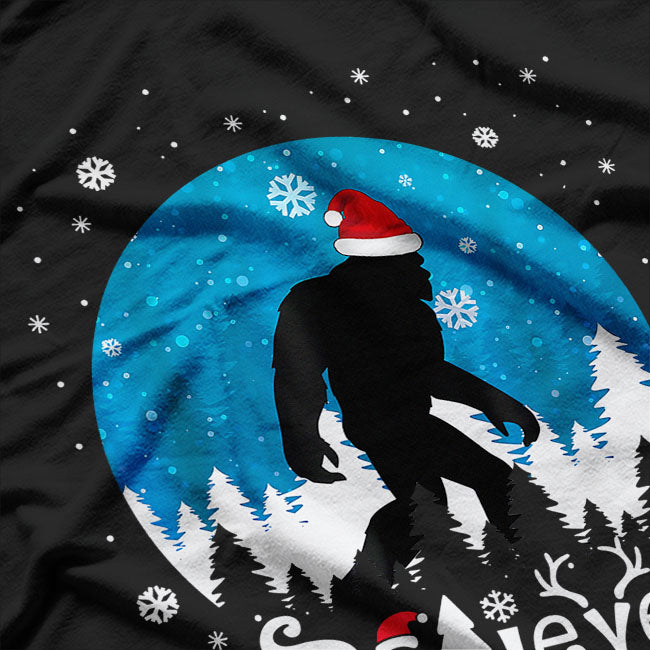 Believe Big Foot Christmas Funny T-Shirt