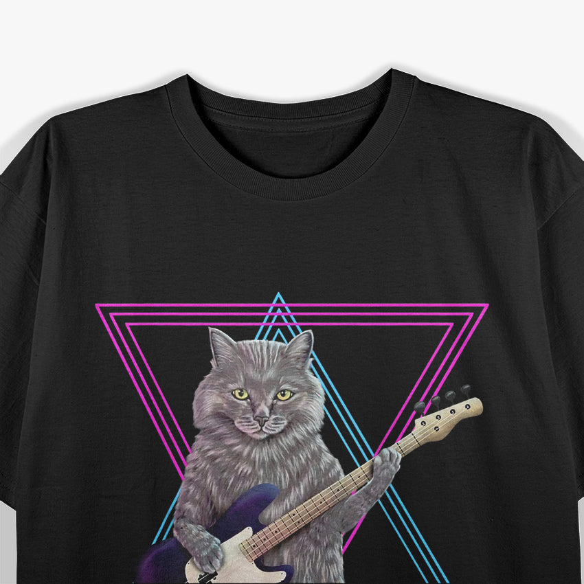 Bass Cat Rock Kitty On A Bass Guitar T-Shirt
