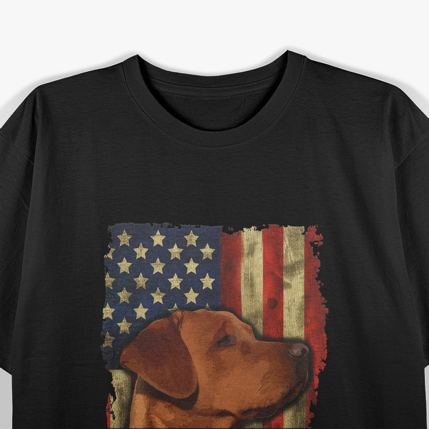 Foxred Labrador Retriever US Flag Fox Red Labrador Dog Lover T-SHirt