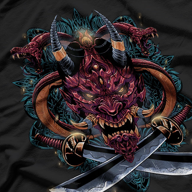 Oni Demon Devil Japanese Hannya Mask of Rage and Beauty T-Shirt