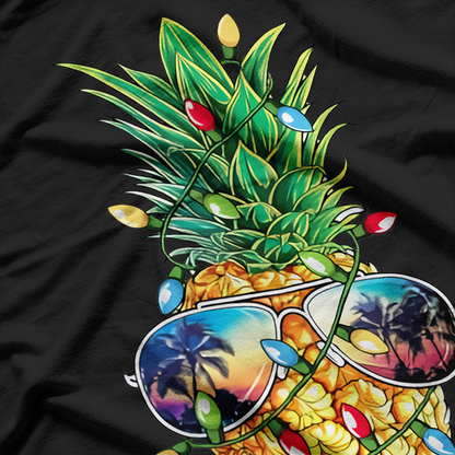 Pineapple Christmas Tree Fun Holiday Lights Sunglasses T-Shirt