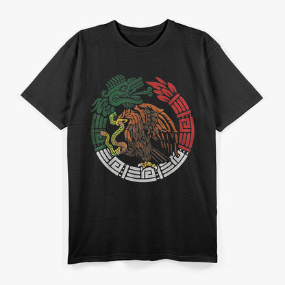 Quetzalcoatl Ouroboros Aztec Feathered Serpent with Mexican Flag T-Shirt