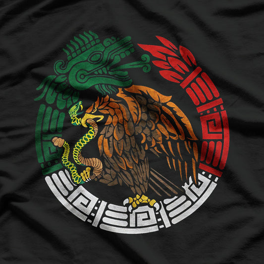 Quetzalcoatl Ouroboros Aztec Feathered Serpent with Mexican Flag T-Shirt