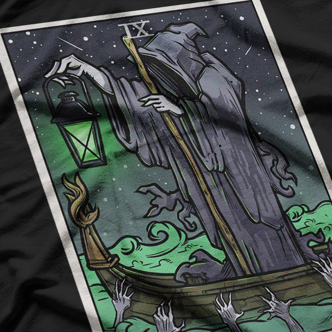 The Hermit Tarot Gothic Grim Reaper Horror T-Shirt
