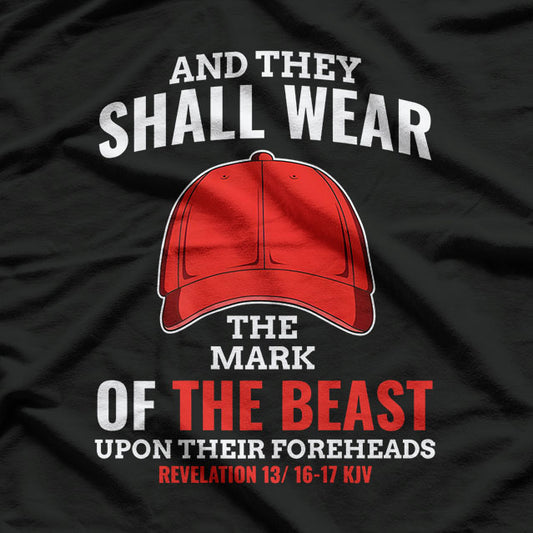 Funny Anti Trump Mark Of The Beast Red Hat Liberal Gift T-Shirt